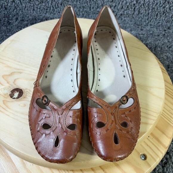 Pikolinos Jerez Loafer Womens Size 9 Brown Leather Wedge Heel Slip On Shoe Spain - Picture 5 of 9